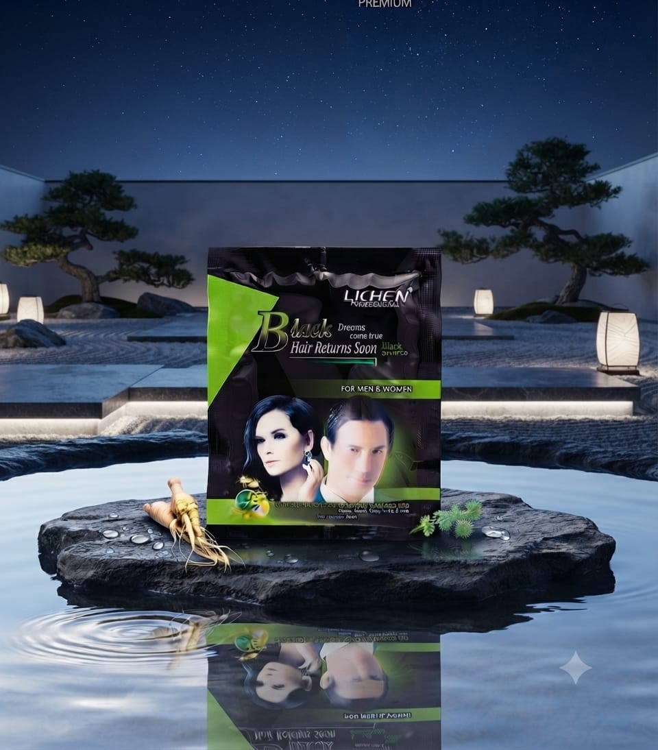 Lichen hair color shampo sachet natural black 20 ml