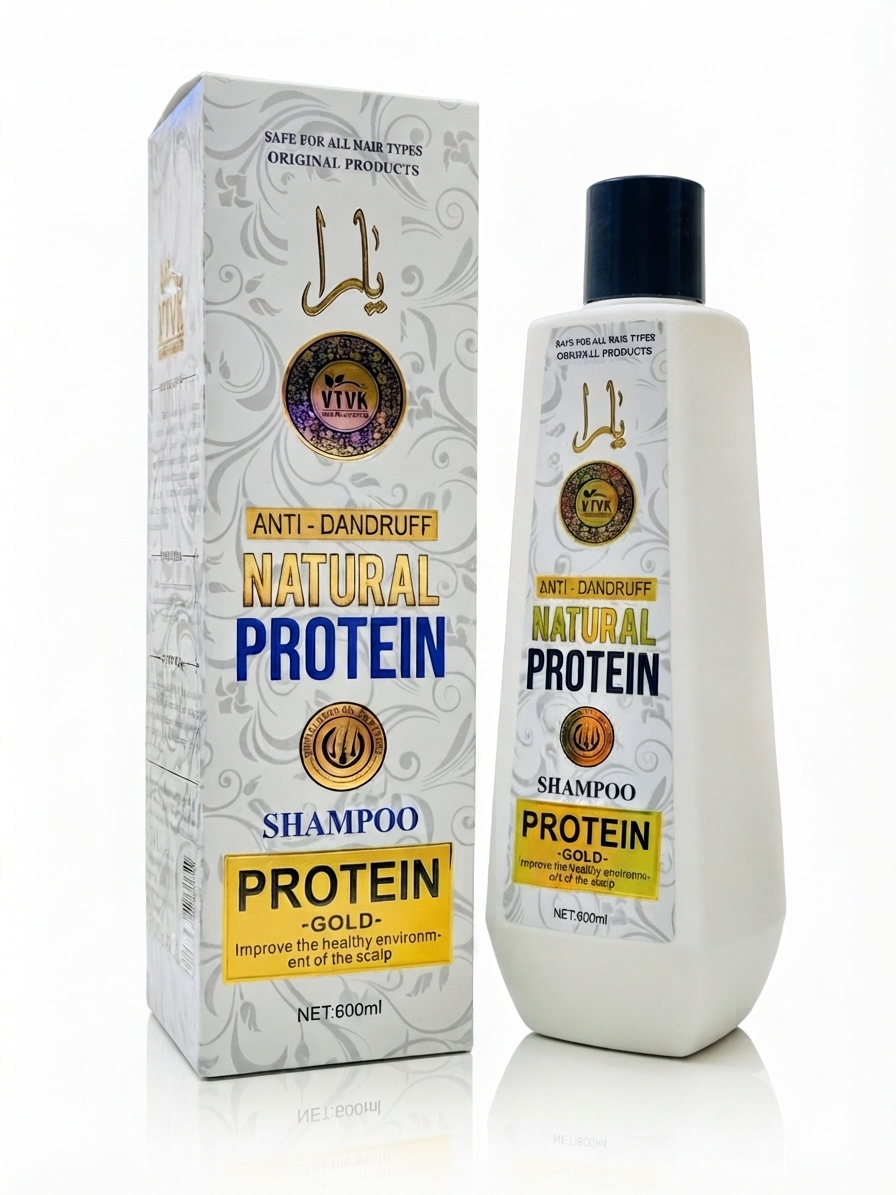 VTVK Natural Protein Anti-Dandruff Shampoo | Scalp Care & Hair Strengthening Formula - 600ml