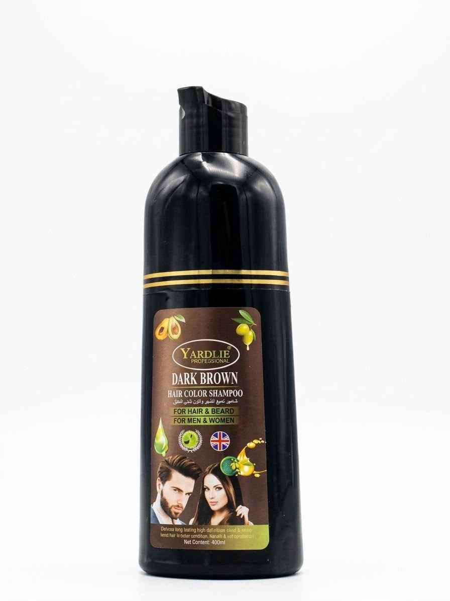Yardlie Dark Brown Hair Color Shampoo 400ml – Hair & Beard Color for Men & Women