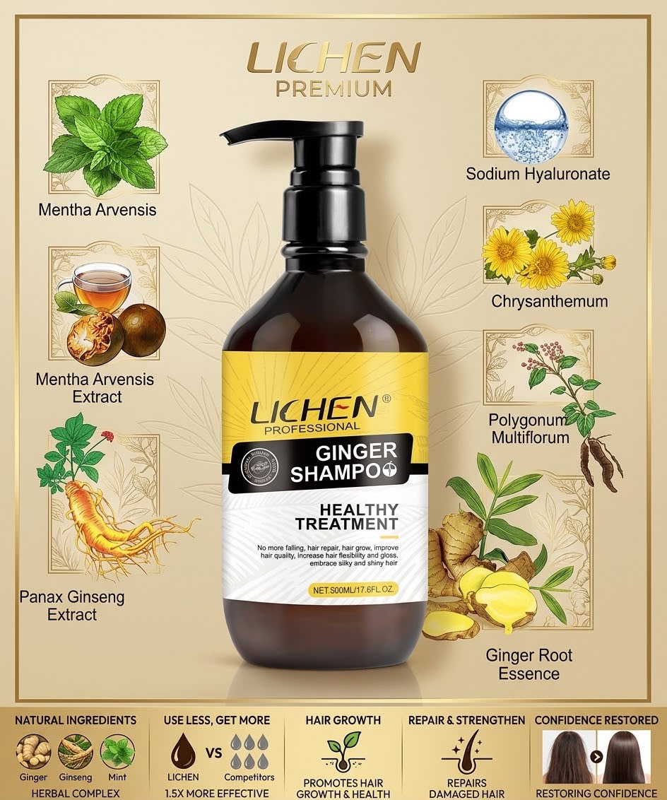 Lichen professional Ginger shampoo Hair Growth Hair Quailtuy shampoo 500 ml
