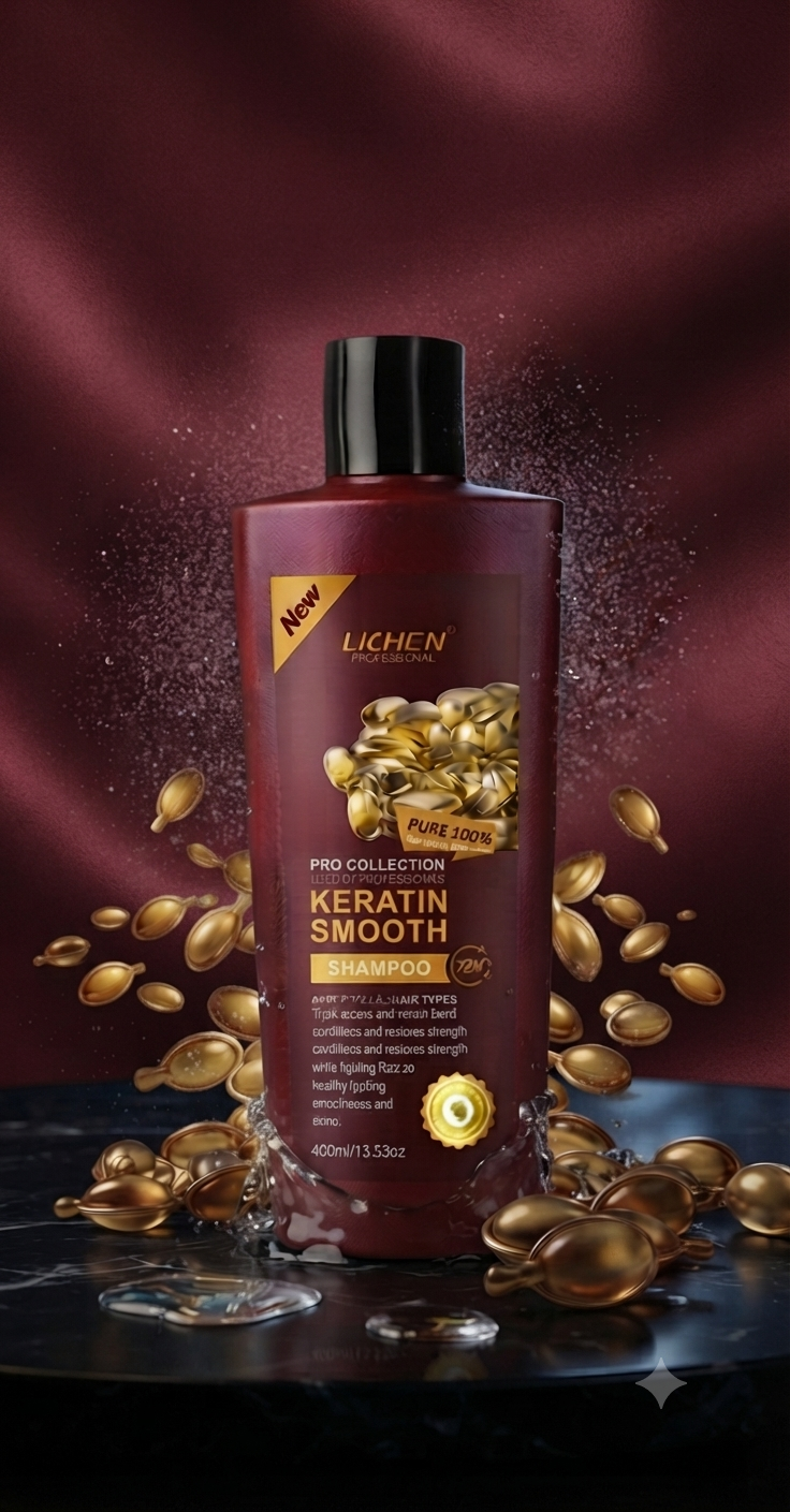 Lichen Keratin Smooth Shampoo | Pure 100% Keratin & Protein 400 ml