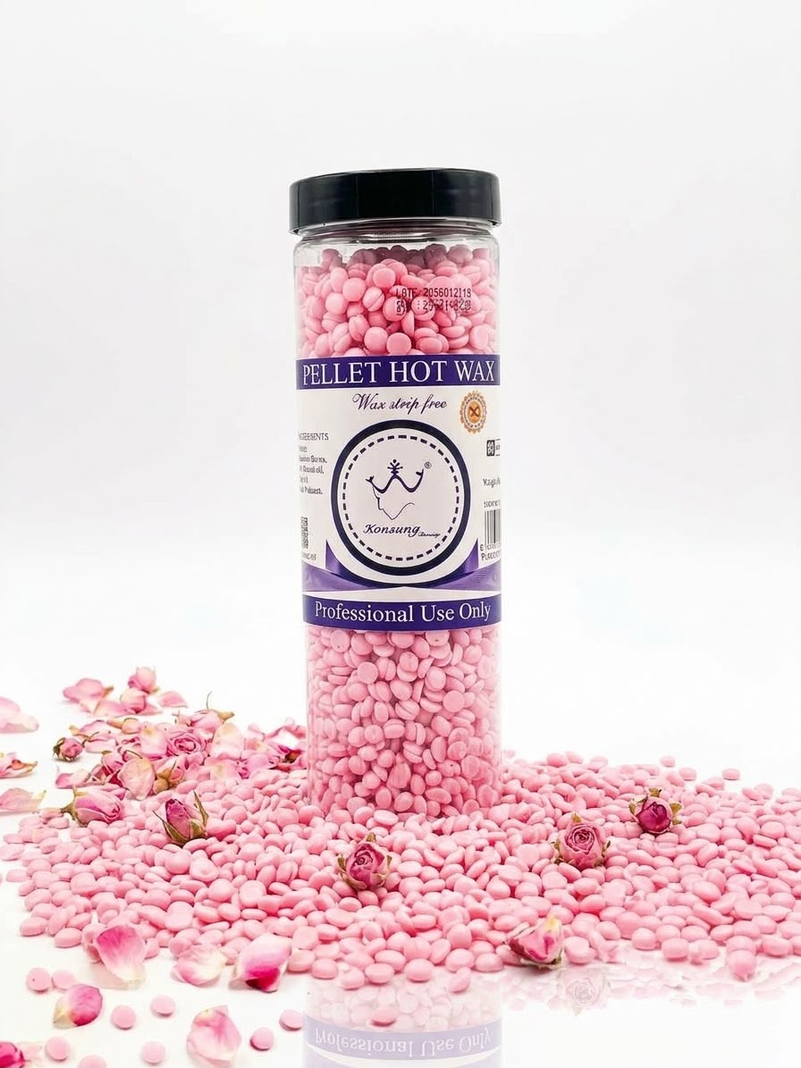Konsung Beauty Hard Wax Beans for Salon & Home Hair Removal pink 400ml