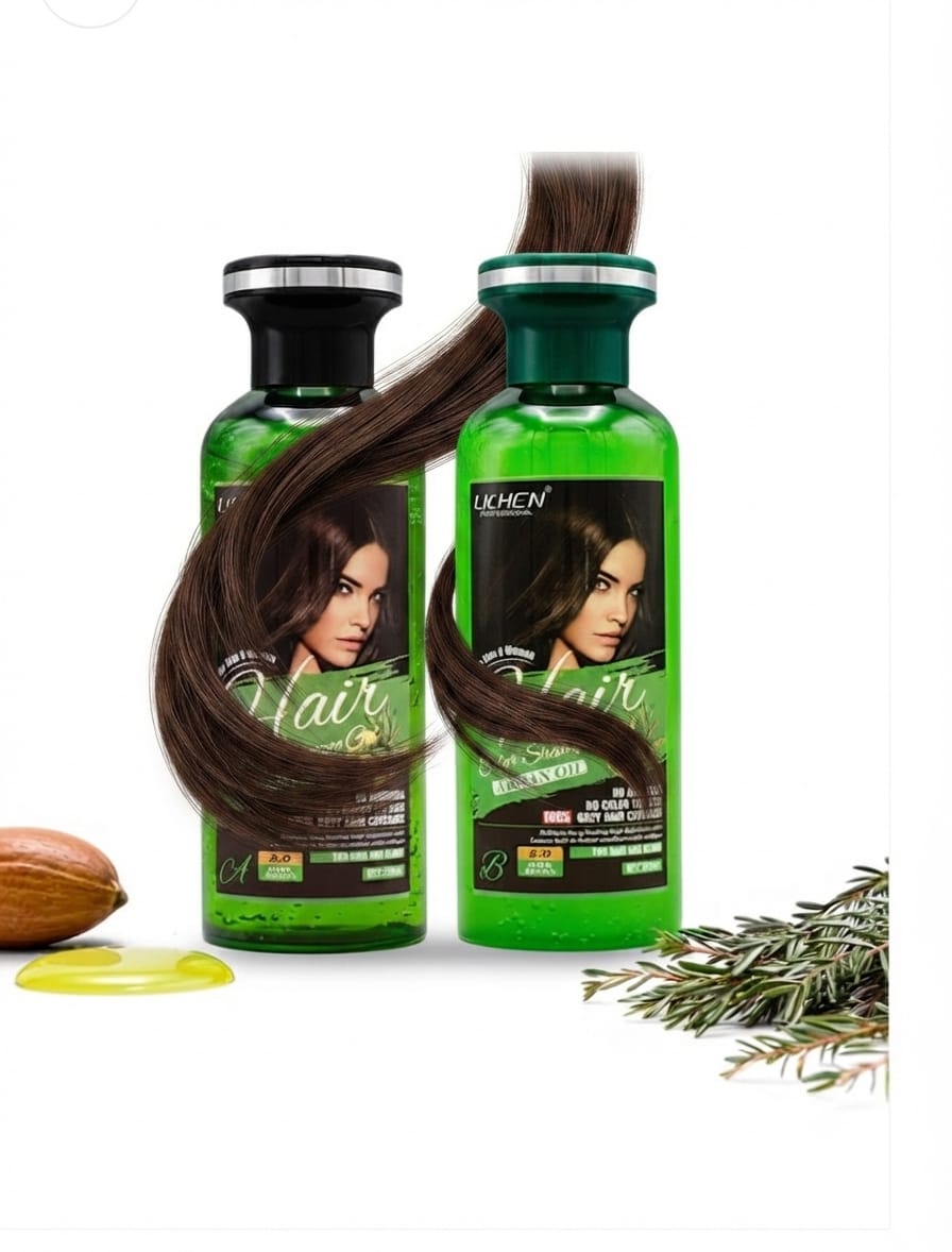 Lichen hair color shampo gel natural black with Argen oil 500 ml