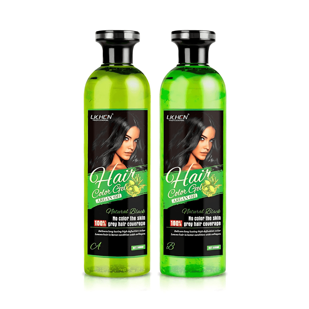 Hair Color shampo gel dark brown lichen 500ml x 2=1000ml