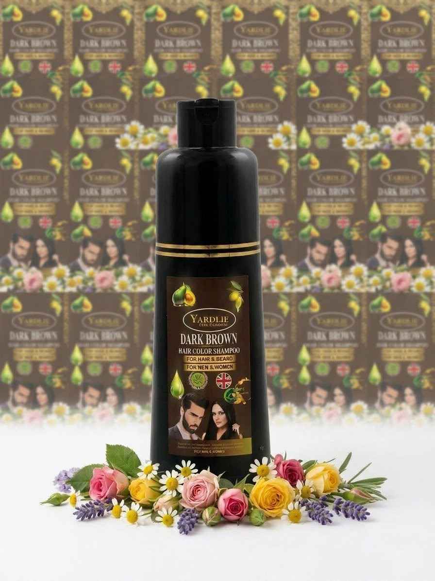 Yardlie Dark Brown Hair Color Shampoo 200ml For Hair & Beard - Men & Women