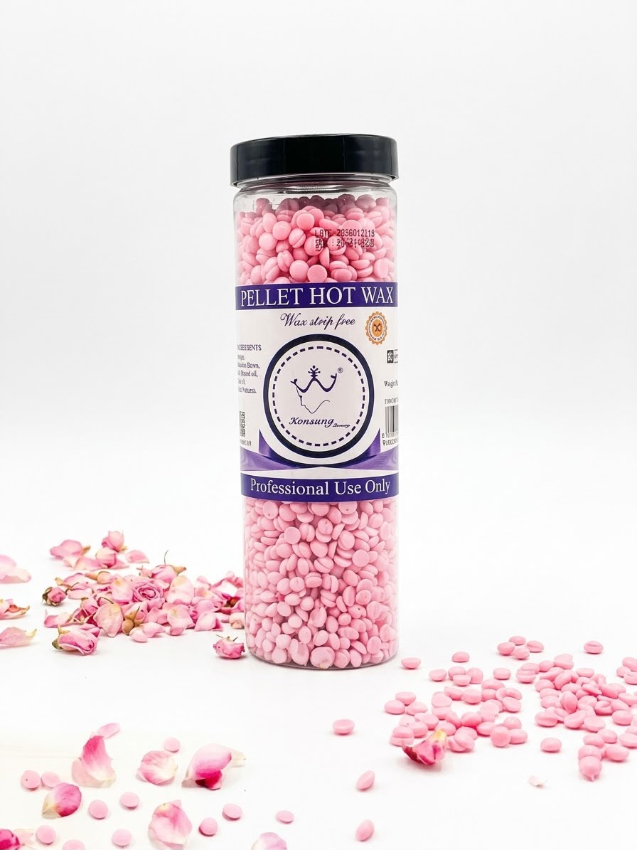 Konsung Beauty Hard Wax Beans for Salon & Home Hair Removal pink 400ml