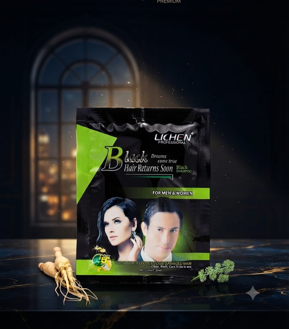 Lichen hair color shampo sachet natural black 20 ml