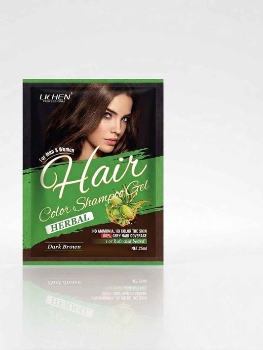 Lichen Professional Herbal Hair Color Shampoo Gel - Dark Brown sachet  (25ml)