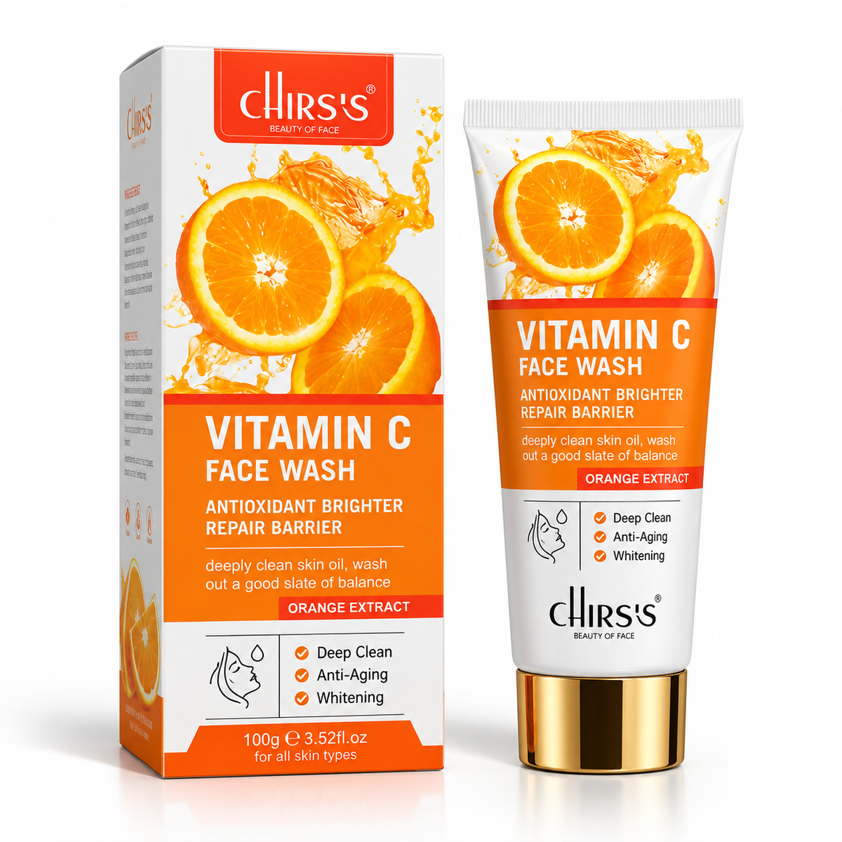 Chirs's Vitamin C Facial Wash – Anti-Aging & Whitening Deep Cleanser| 100ml