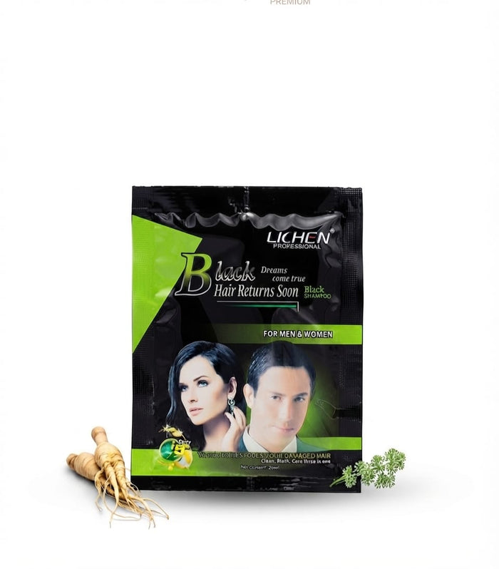 Lichen hair color shampo sachet natural black 20 ml