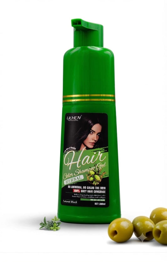 Lichen hair color shampo gel natural black 200ml
