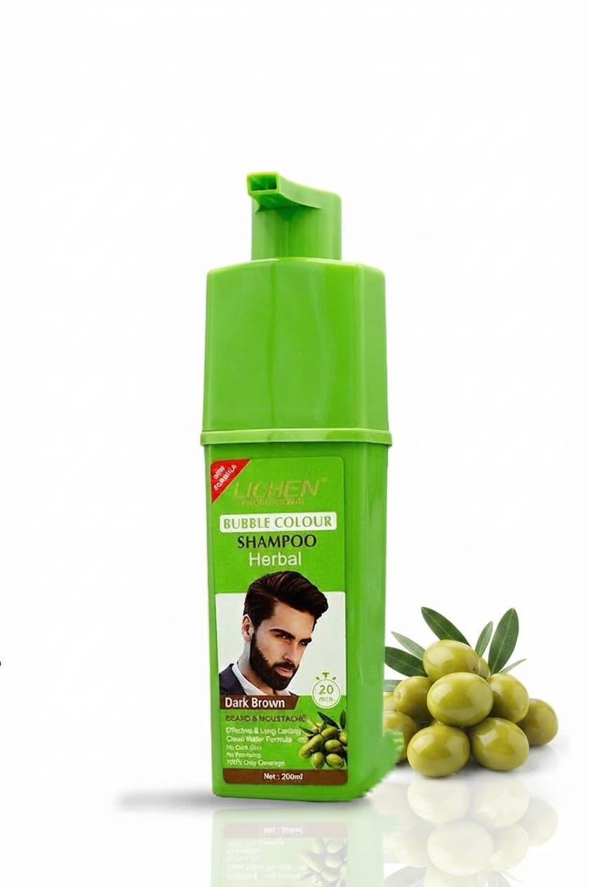 Lichen Professional Bubble Hair Color Shampoo Herbal ( Drak Brown)- 200 ml