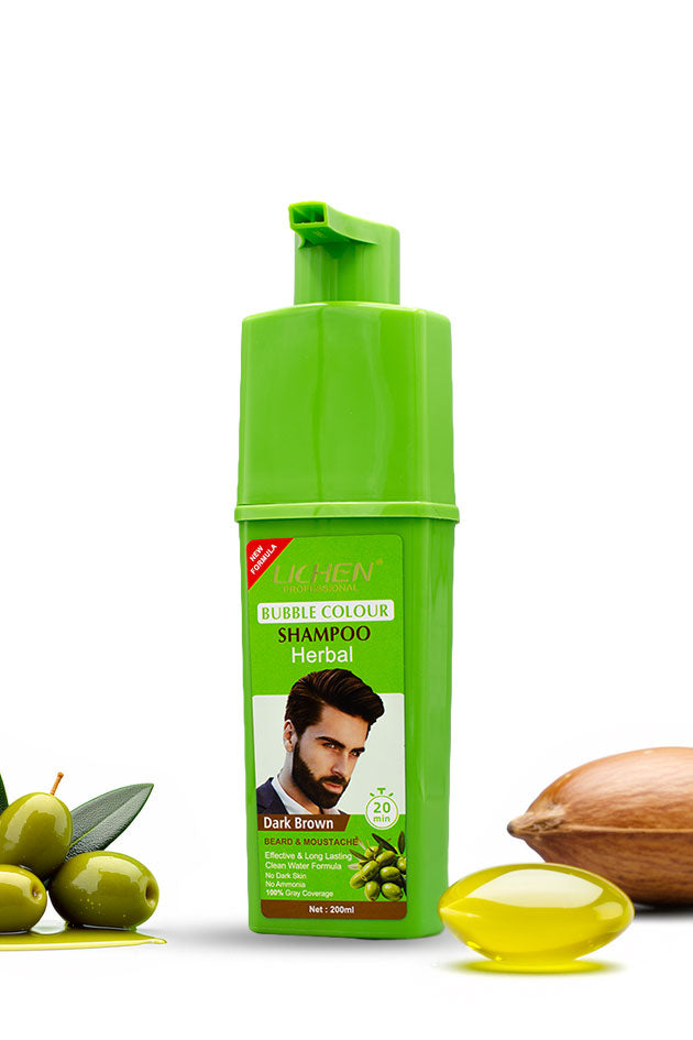 Lichen Professional Bubble Hair Color Shampoo Herbal ( Drak Brown)- 200 ml